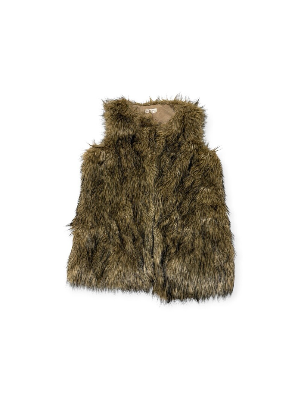 MYRENA Brown Faux Fur Vest Size Medium Luxury Winter Gilet Jacket Coat Women’s